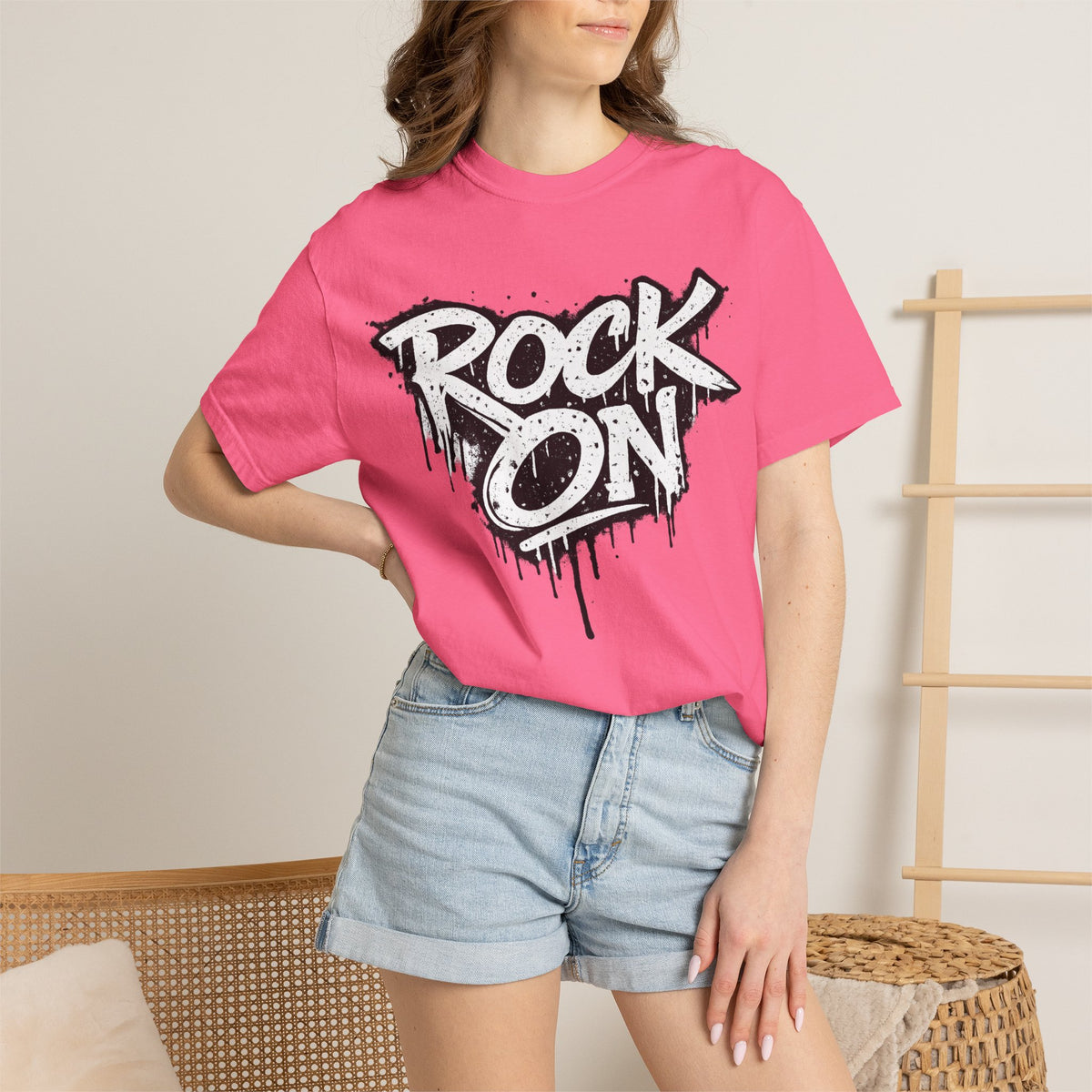 Grunge Smiley DJ Peace Sign T-shirt | Rock On Front