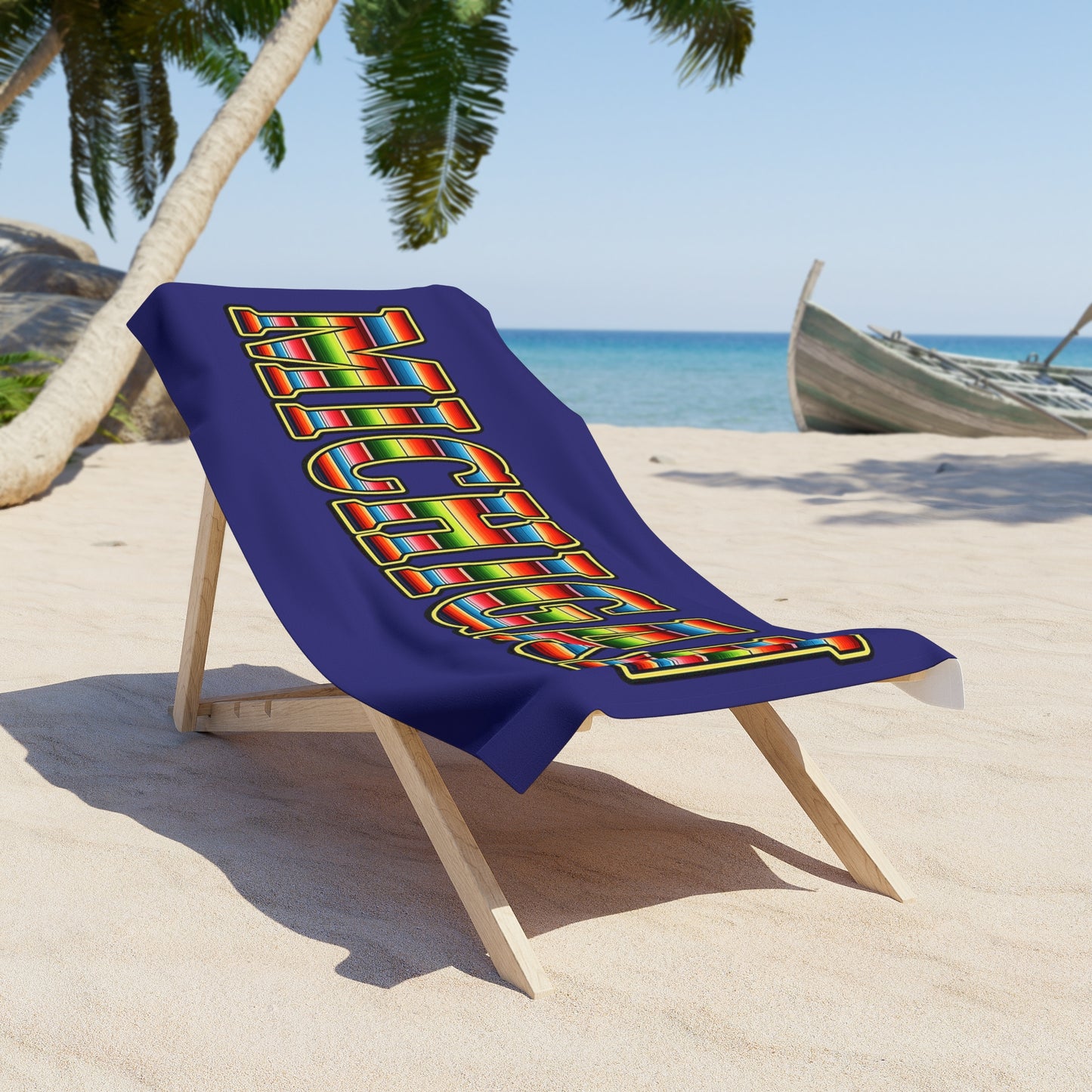 Michigan Beach Towel — Colorful Serape State Graphic