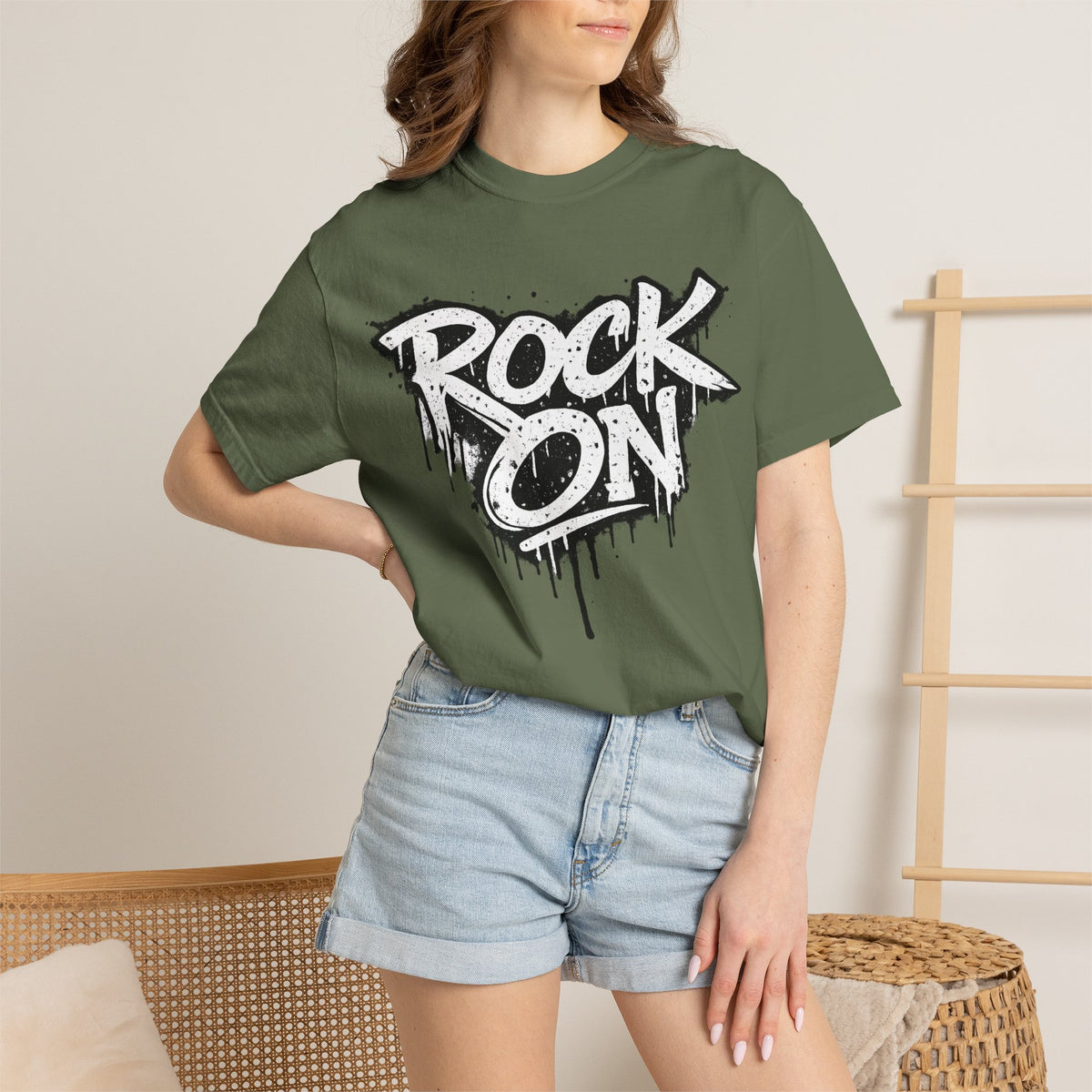 Grunge Smiley DJ Peace Sign T-shirt | Rock On Front