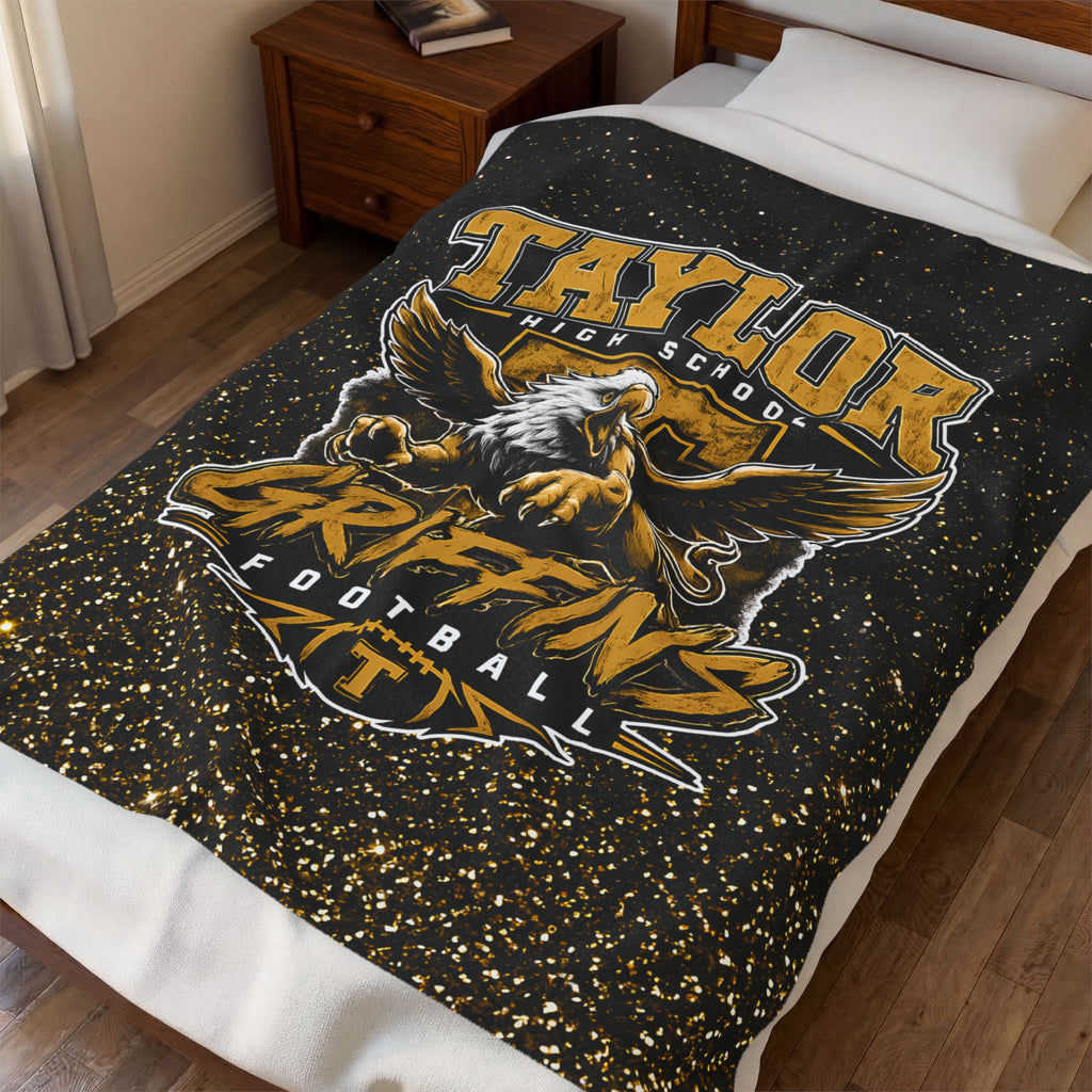 Taylor High School Griffins Football Velveteen Plush Blanket — Team Spirit Throw
