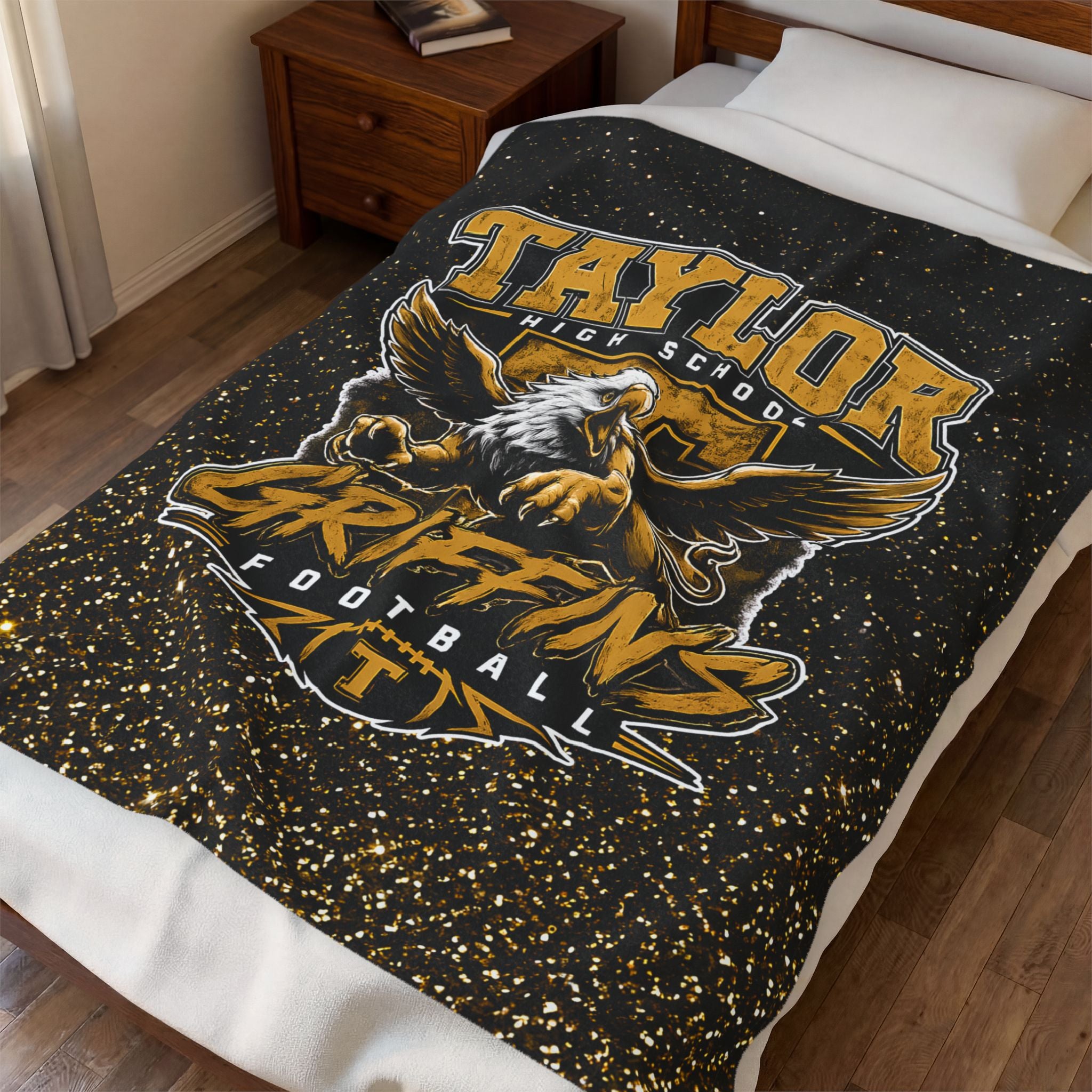 Taylor High School Griffins Football Velveteen Plush Blanket — Team Spirit Throw