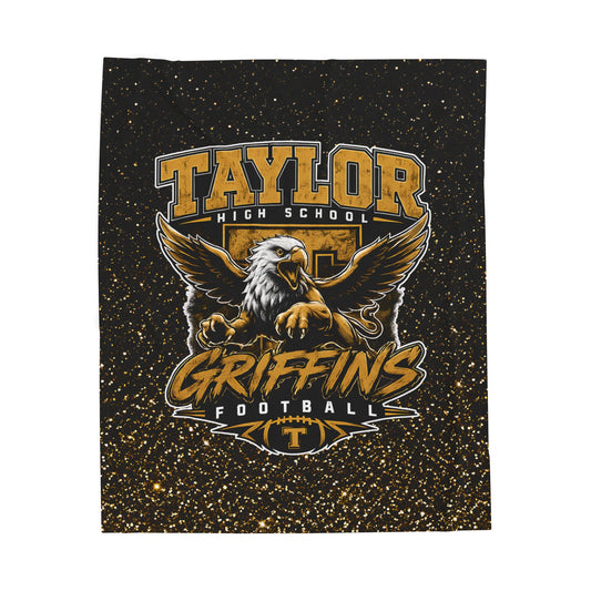 Taylor High School Griffins Football Velveteen Plush Blanket — Team Spirit Throw