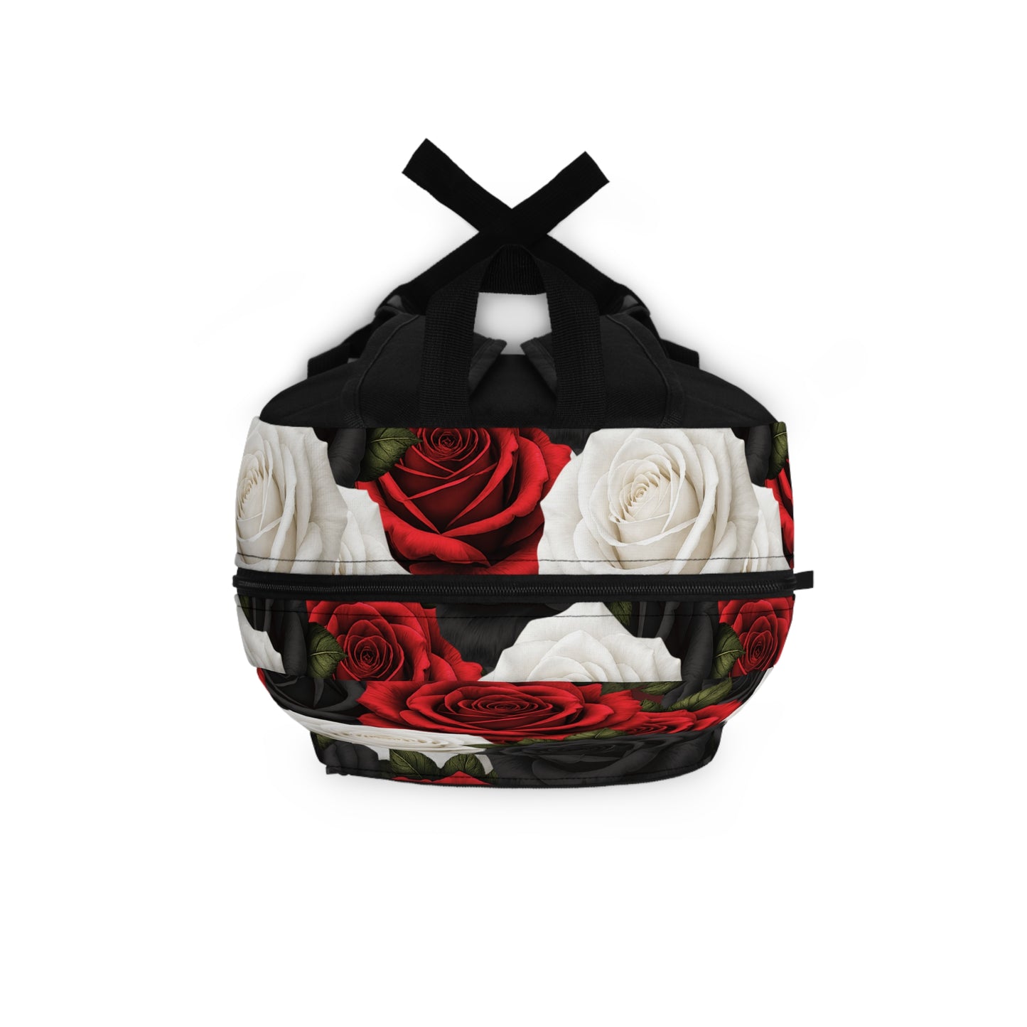 Red White Black Rose Pattern Backpack | Floral All-Over Print