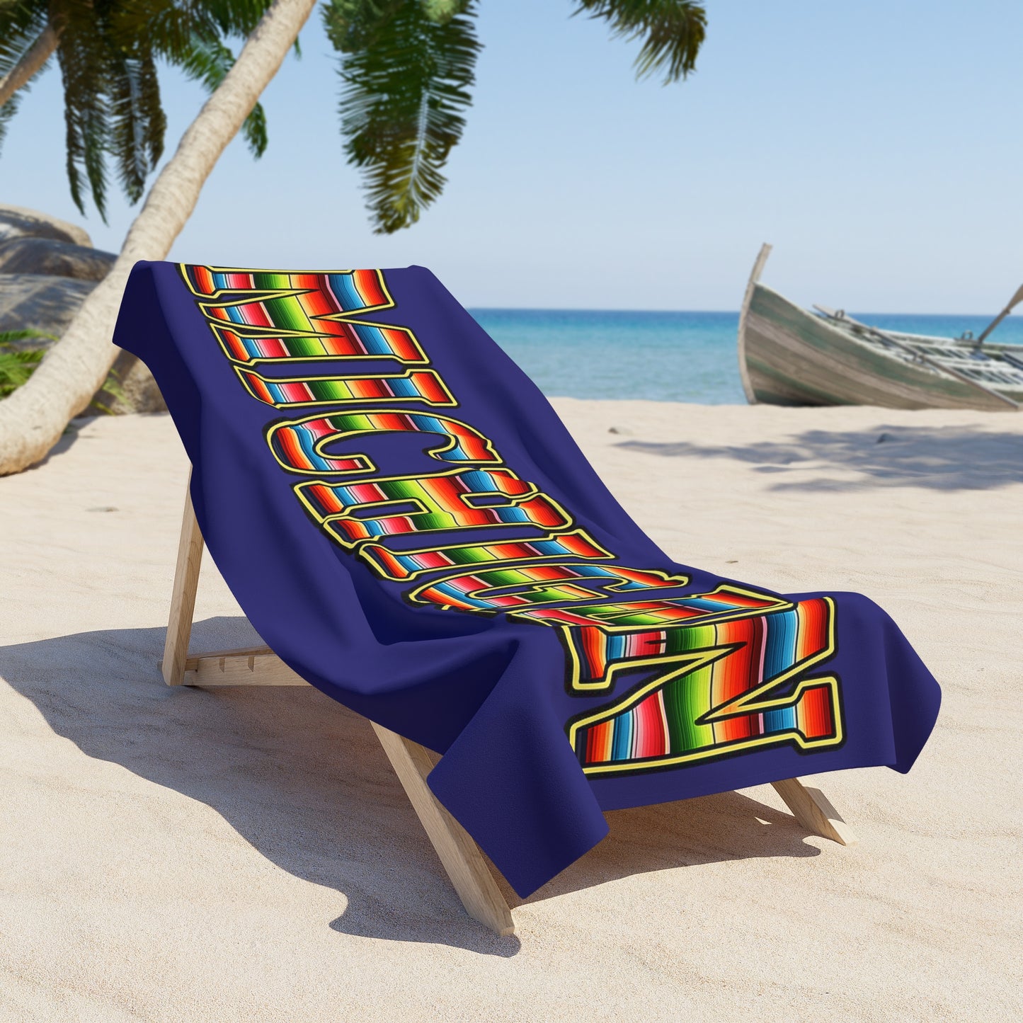 Michigan Beach Towel — Colorful Serape State Graphic