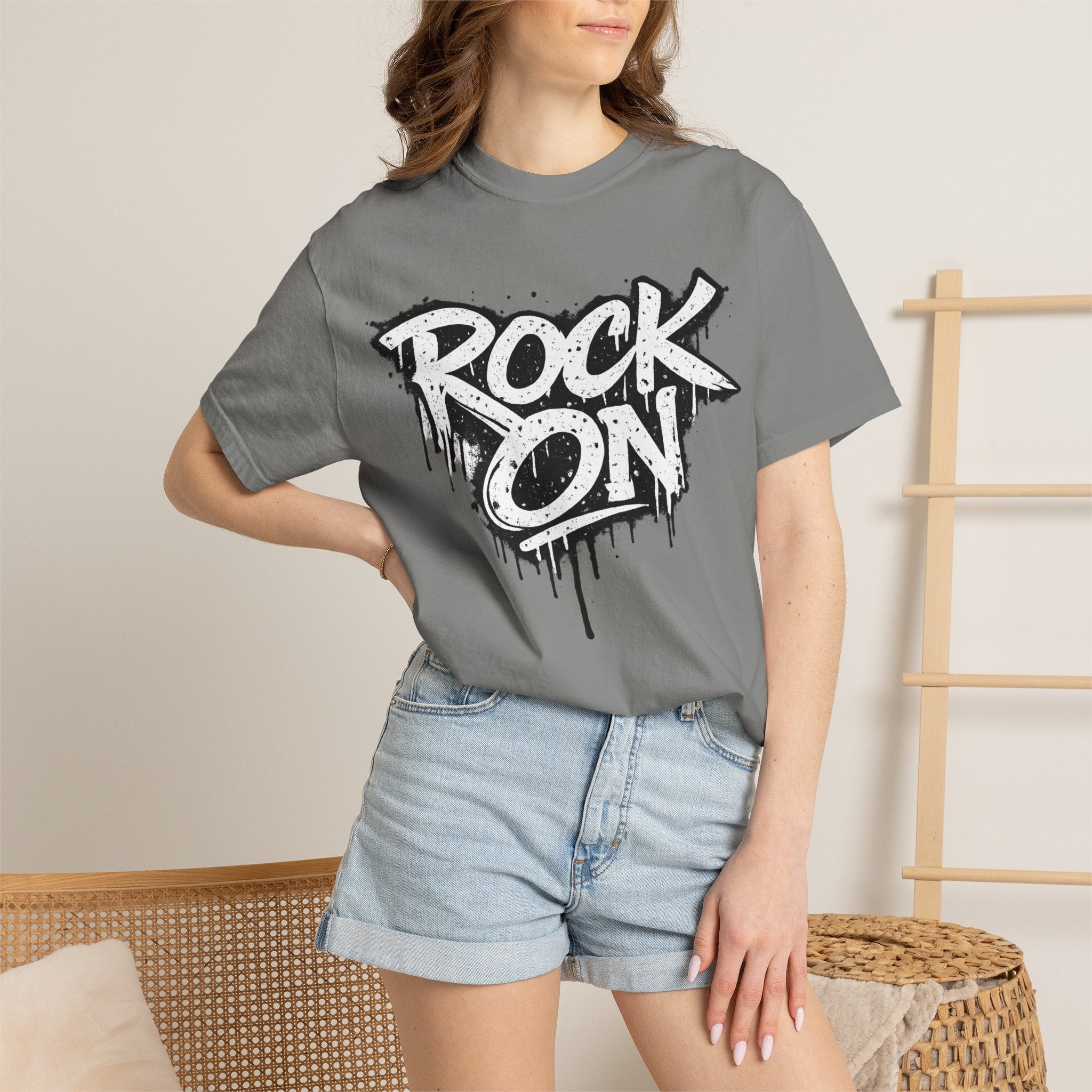 Grunge Smiley DJ Peace Sign T-shirt | Rock On Front