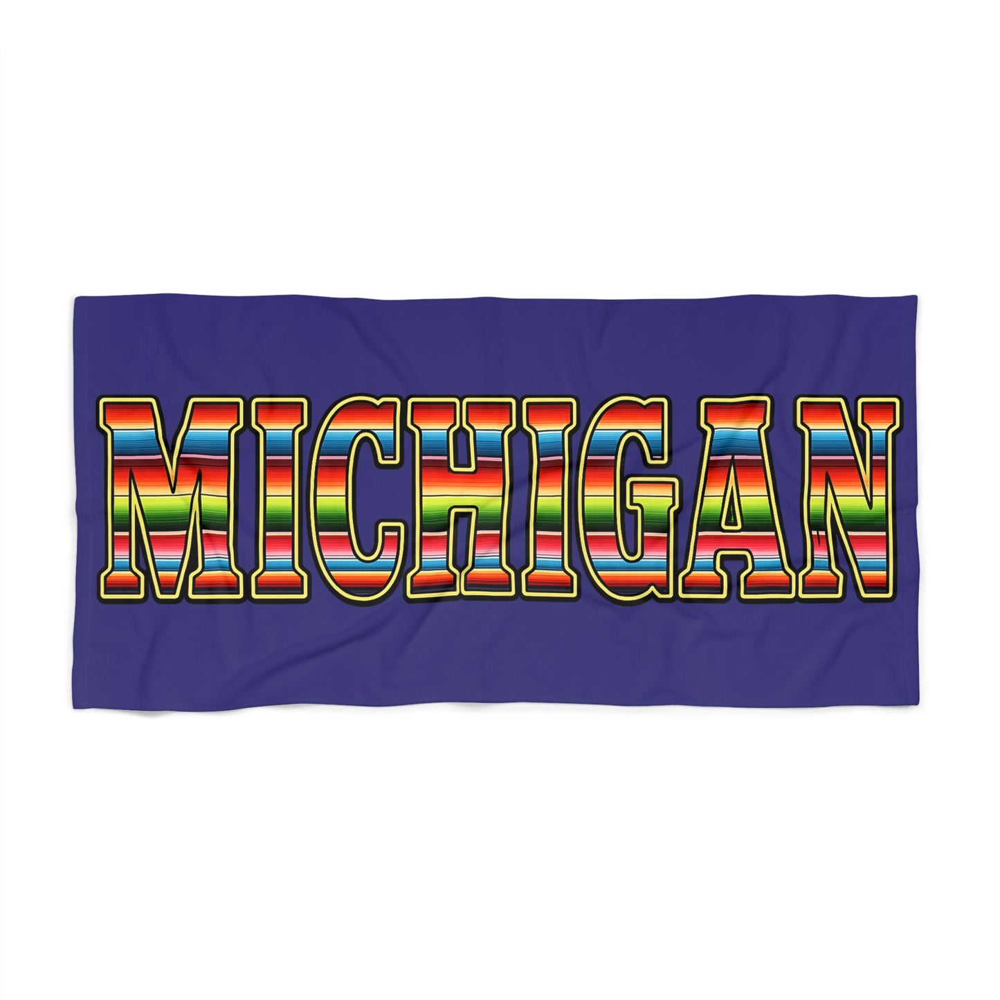 Michigan Beach Towel — Colorful Serape State Graphic