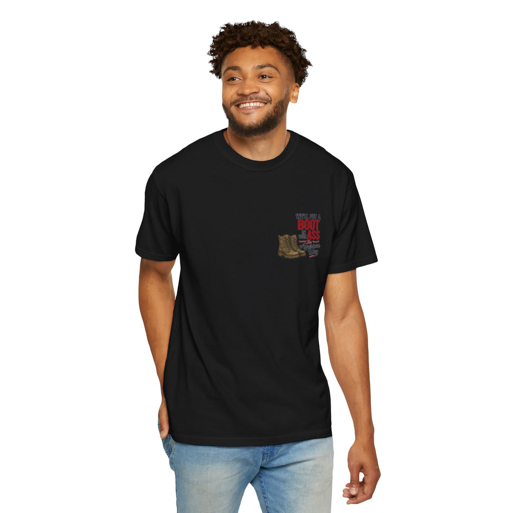 4th of July T-Shirt — 'We'll Put a Boot in Your Ass' Patriotic Military Tee