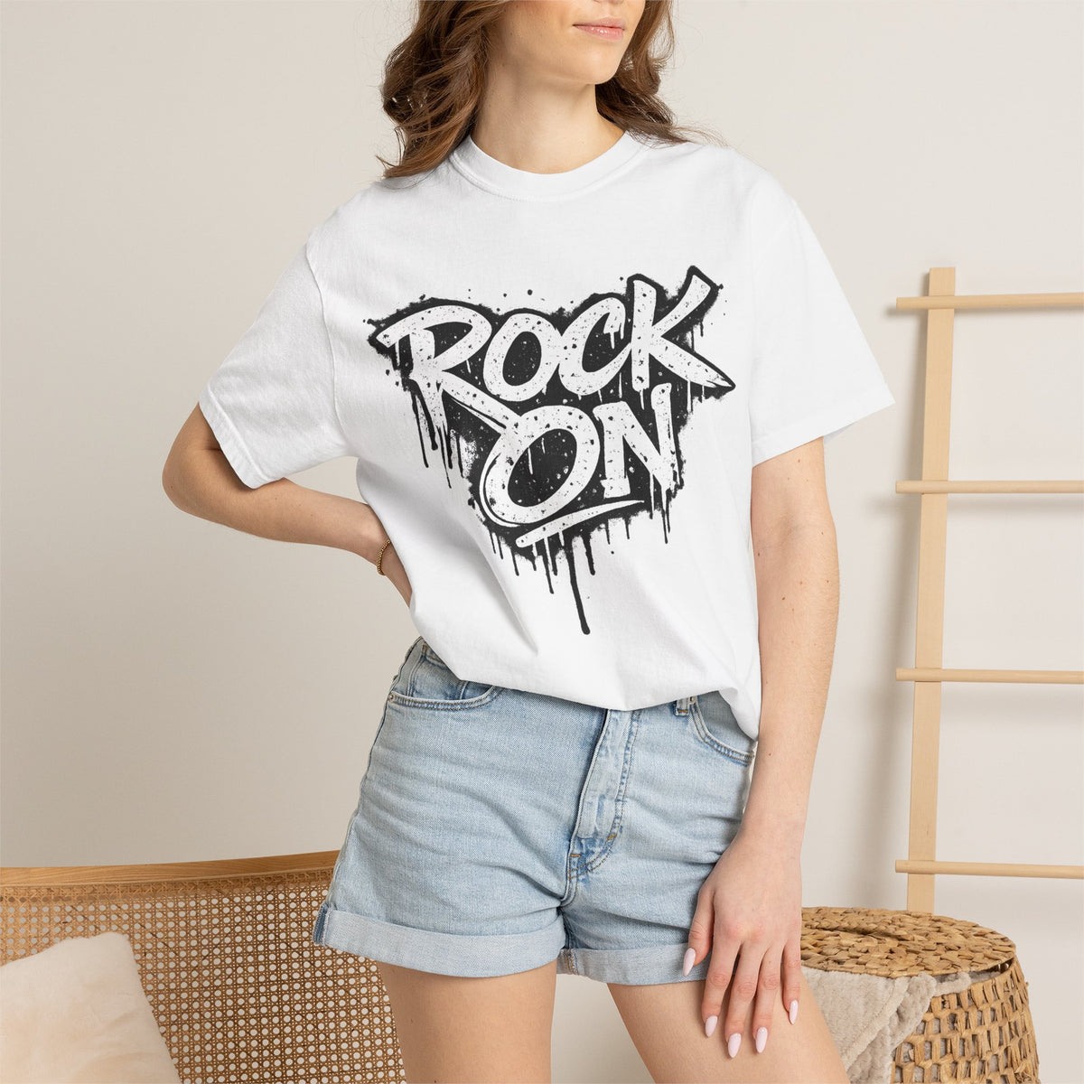 Grunge Smiley DJ Peace Sign T-shirt | Rock On Front