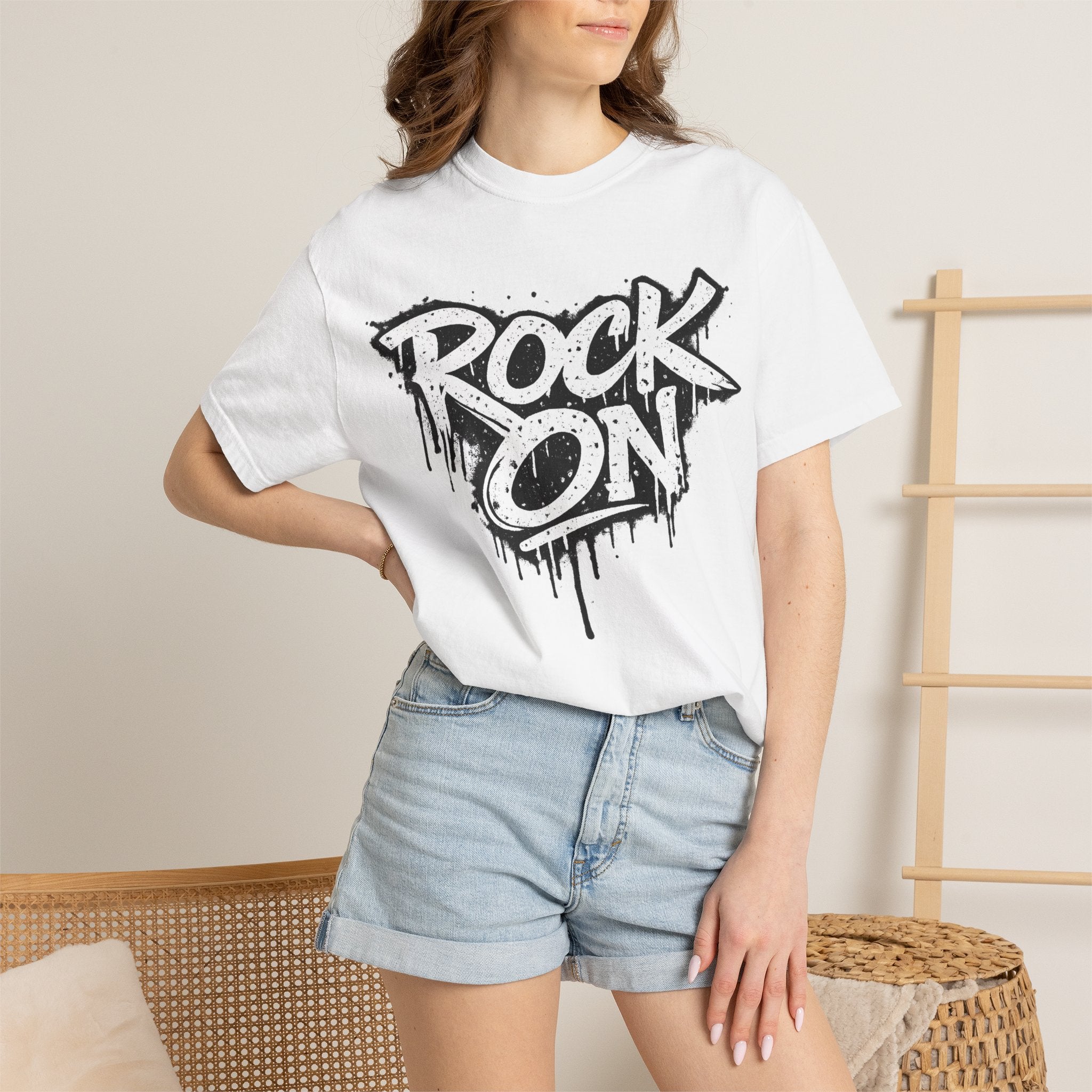 Grunge Smiley DJ Peace Sign T-shirt | Rock On Front