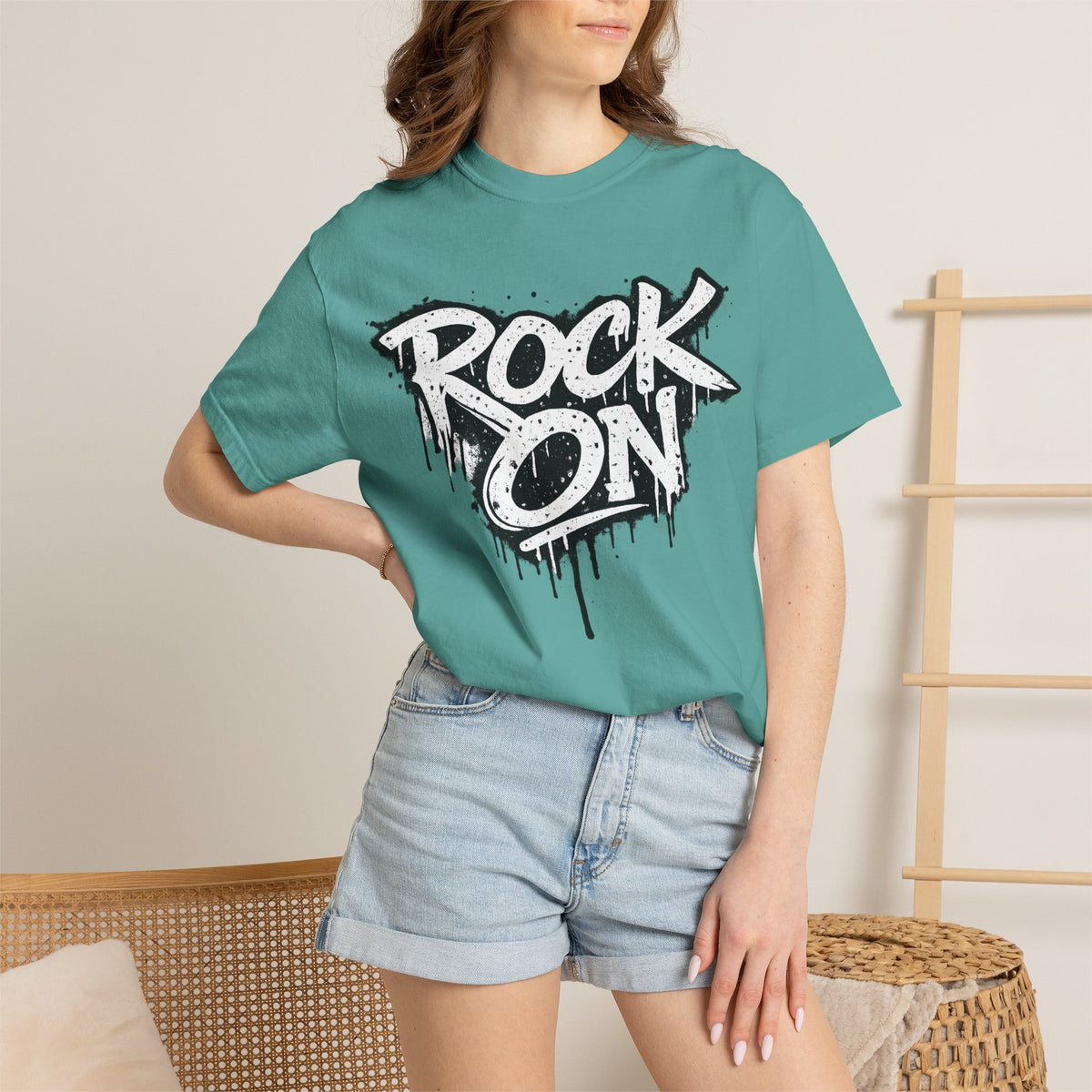 Grunge Smiley DJ Peace Sign T-shirt | Rock On Front