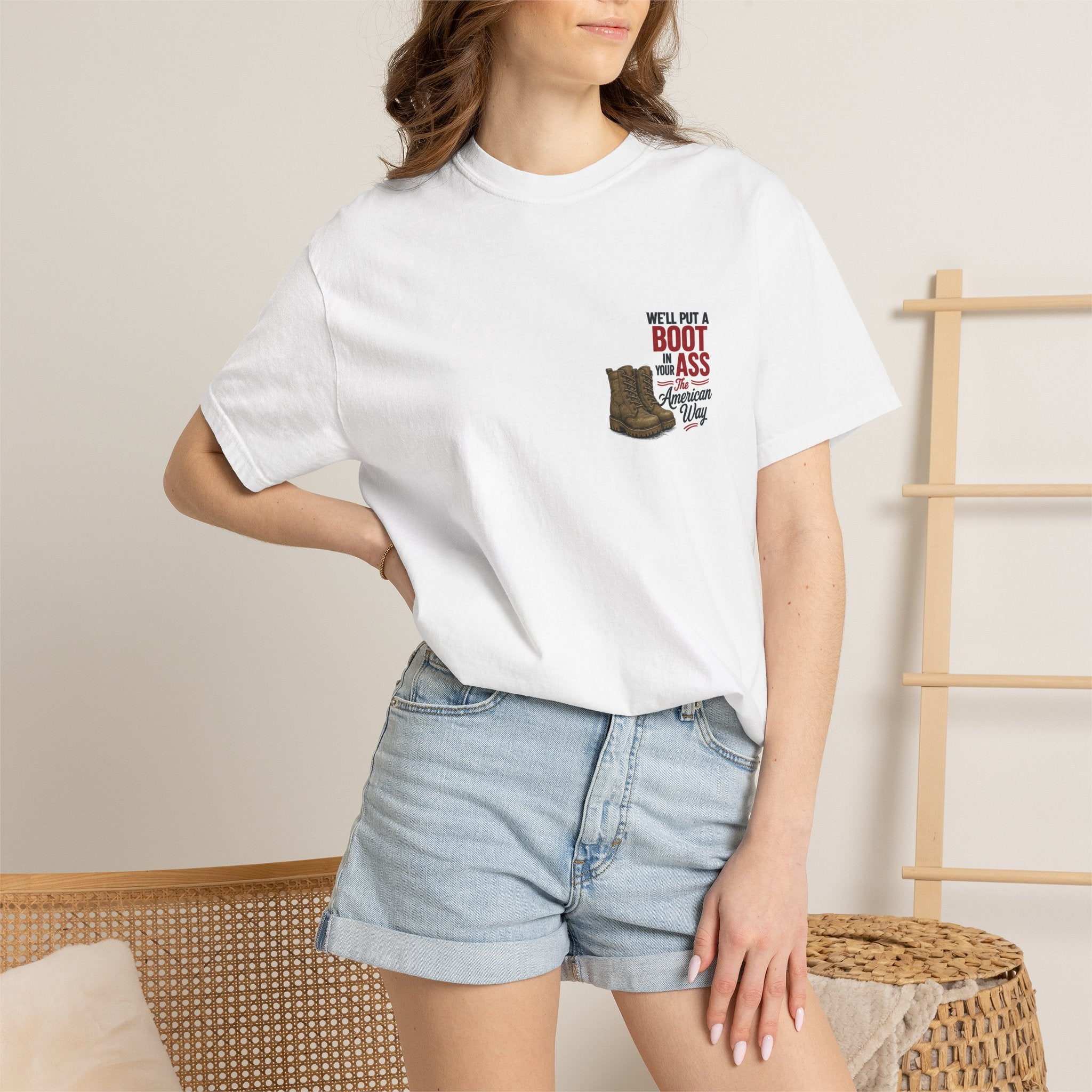 4th of July T-Shirt — 'We'll Put a Boot in Your Ass' Patriotic Military Tee