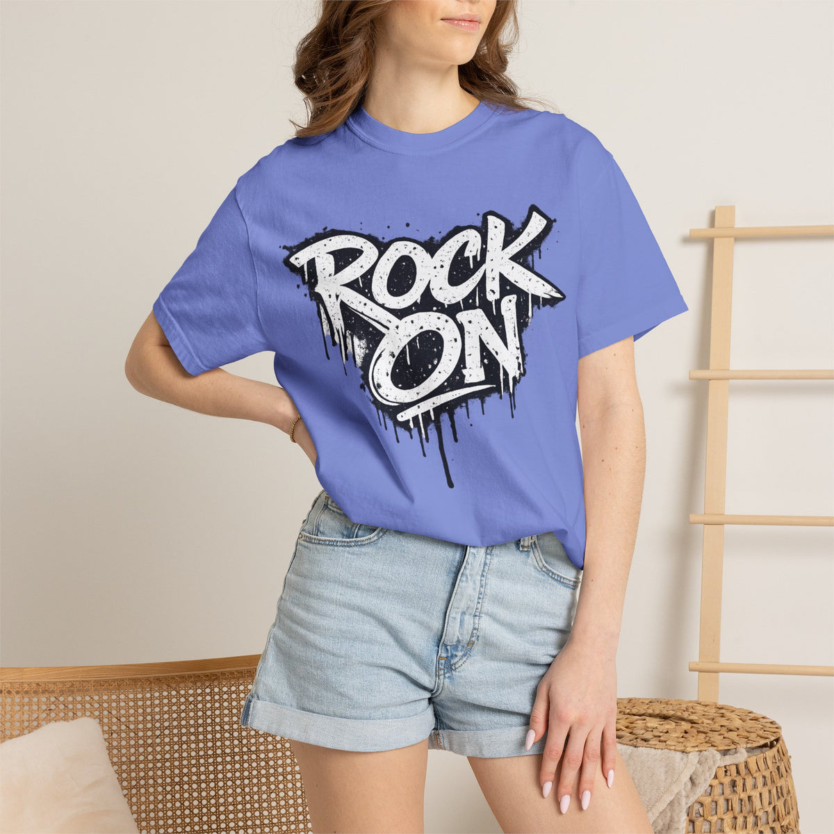 Grunge Smiley DJ Peace Sign T-shirt | Rock On Front