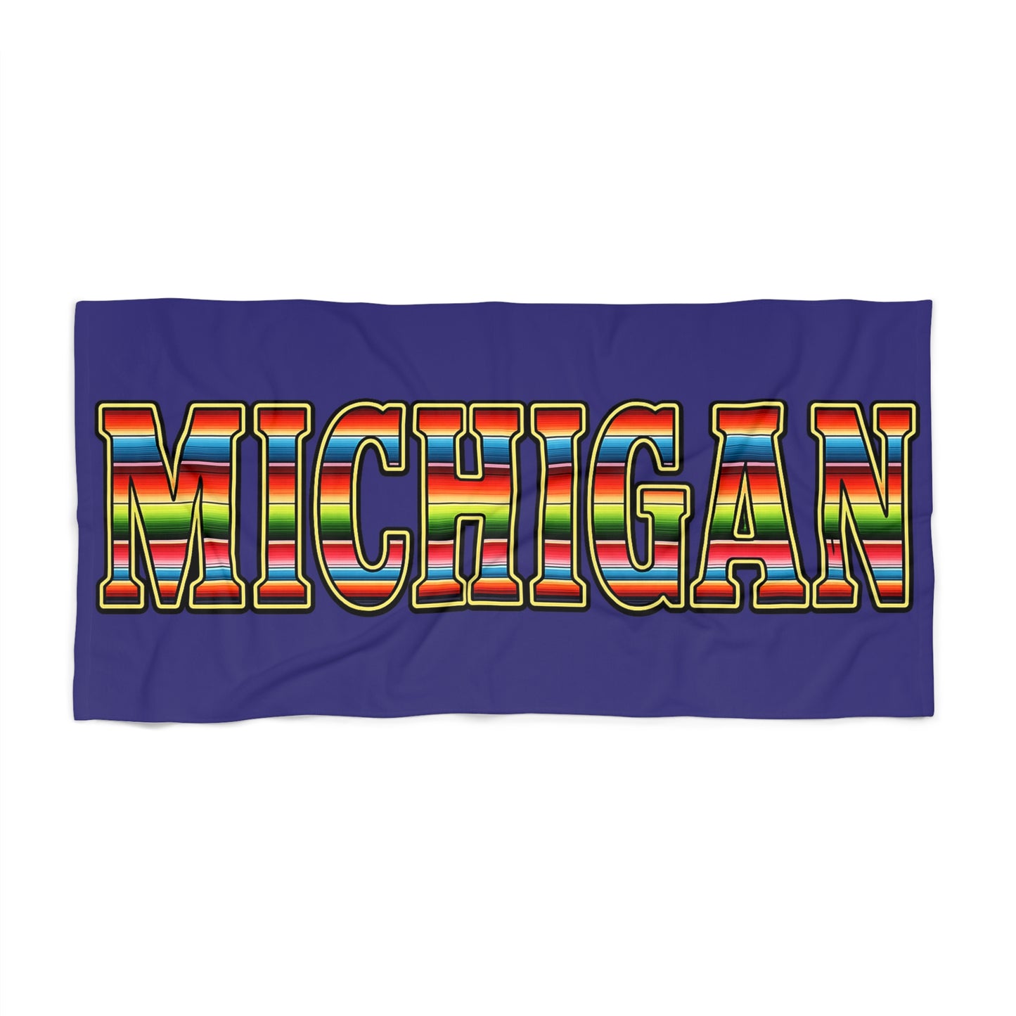 Michigan Beach Towel — Colorful Serape State Graphic
