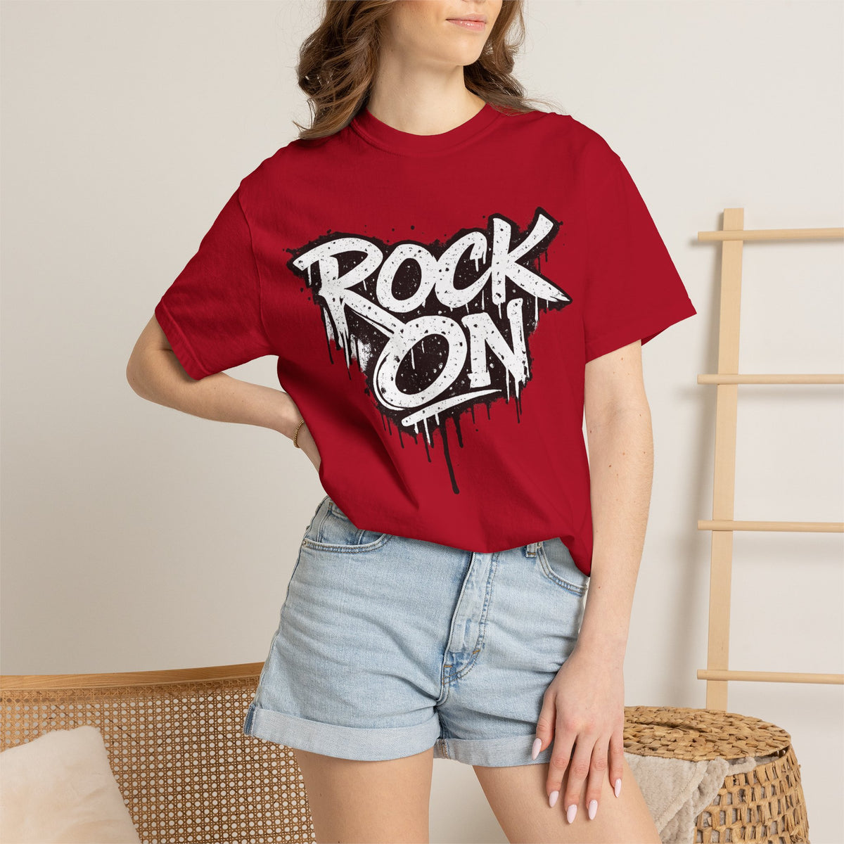 Grunge Smiley DJ Peace Sign T-shirt | Rock On Front